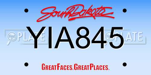 YIA845 South Dakota License Plate