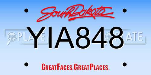 YIA848 South Dakota License Plate