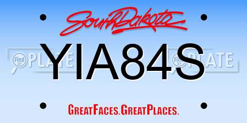 YIA84S South Dakota License Plate