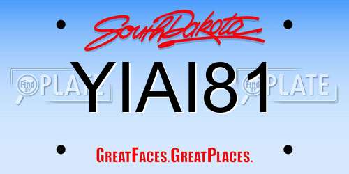 YIAI81 South Dakota License Plate