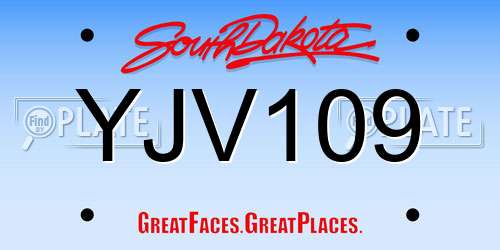 YJV109 South Dakota License Plate