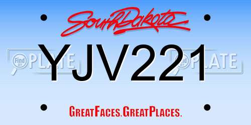 YJV221 South Dakota License Plate