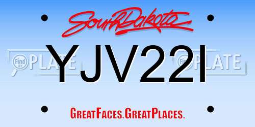 YJV22I South Dakota License Plate