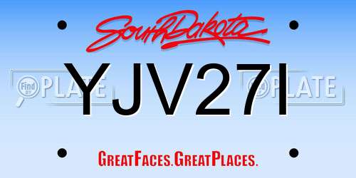 YJV27I South Dakota License Plate