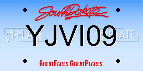 YJVI09 South Dakota License Plate