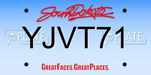 YJVT71 South Dakota License Plate
