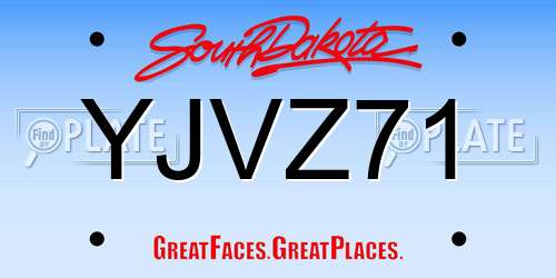 YJVZ71 South Dakota License Plate