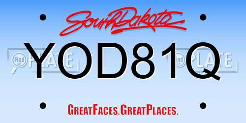 YOD81Q South Dakota License Plate