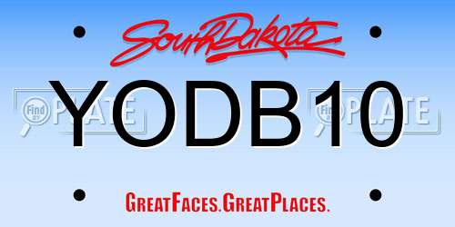 YODB10 South Dakota License Plate