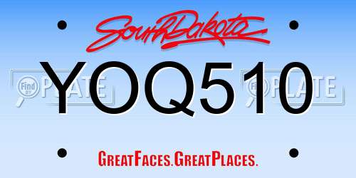 YOQ510 South Dakota License Plate