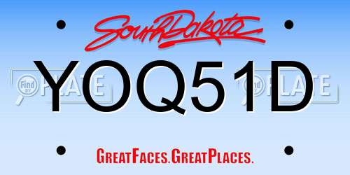 YOQ51D South Dakota License Plate