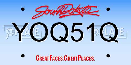 YOQ51Q South Dakota License Plate