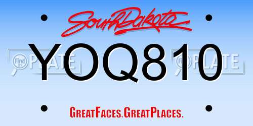 YOQ810 South Dakota License Plate