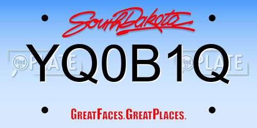 YQ0B1Q South Dakota License Plate