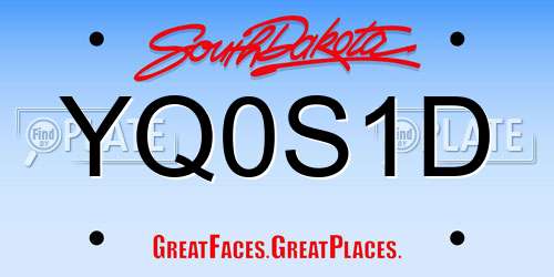 YQ0S1D South Dakota License Plate