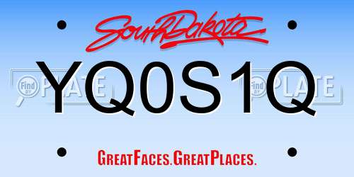 YQ0S1Q South Dakota License Plate