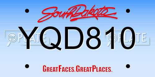 YQD810 South Dakota License Plate