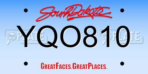 YQO810 South Dakota License Plate