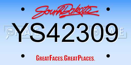 YS42309 South Dakota License Plate