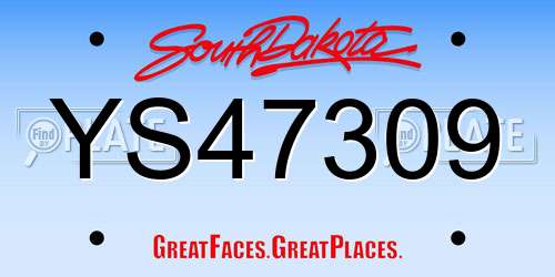 YS47309 South Dakota License Plate