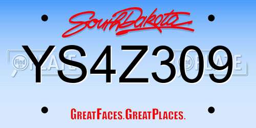 YS4Z309 South Dakota License Plate