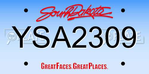 YSA2309 South Dakota License Plate
