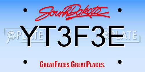 YT3F3E South Dakota License Plate