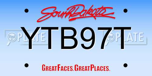 YTB97T South Dakota License Plate
