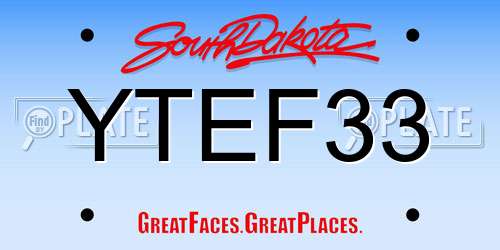 YTEF33 South Dakota License Plate