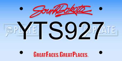 YTS927 South Dakota License Plate