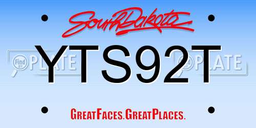 YTS92T South Dakota License Plate