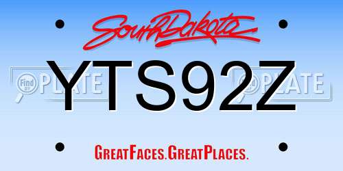 YTS92Z South Dakota License Plate