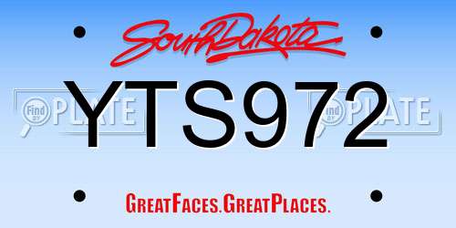 YTS972 South Dakota License Plate