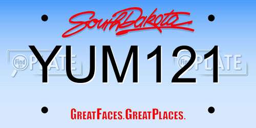 YUM121 South Dakota License Plate