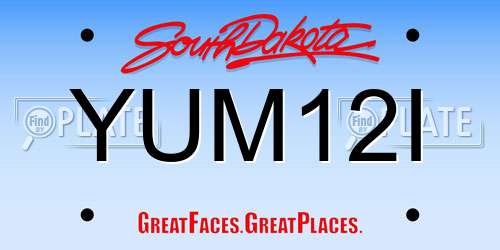 YUM12I South Dakota License Plate