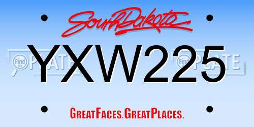 YXW225 South Dakota License Plate