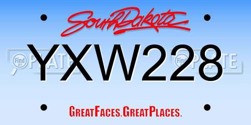 YXW228 South Dakota License Plate