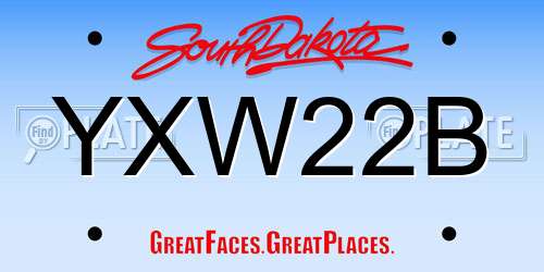 YXW22B South Dakota License Plate