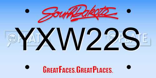 YXW22S South Dakota License Plate