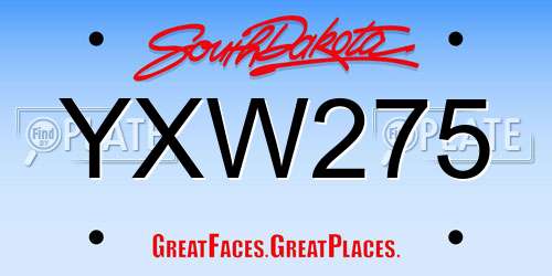 YXW275 South Dakota License Plate