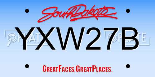 YXW27B South Dakota License Plate