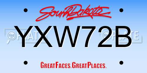 YXW72B South Dakota License Plate