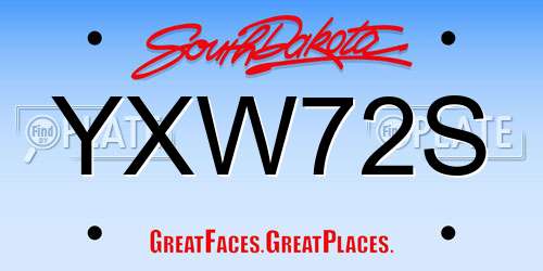 YXW72S South Dakota License Plate