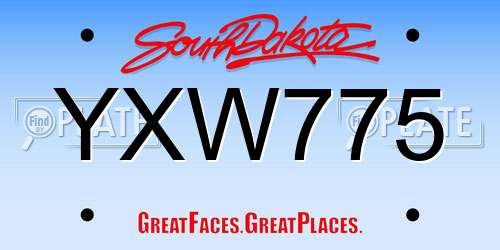 YXW775 South Dakota License Plate