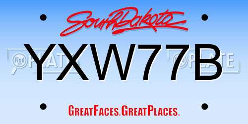 YXW77B South Dakota License Plate