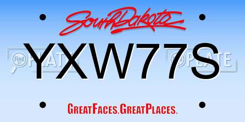 YXW77S South Dakota License Plate