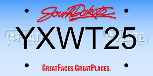 YXWT25 South Dakota License Plate
