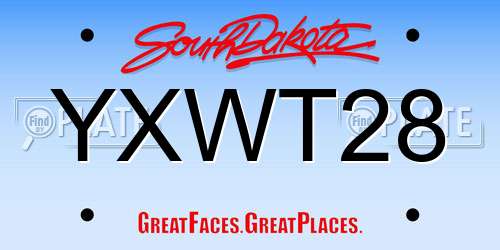 YXWT28 South Dakota License Plate