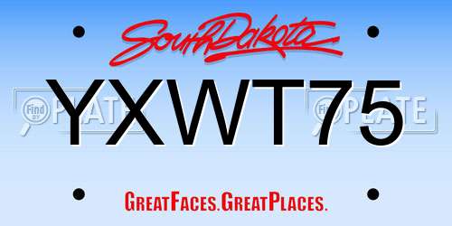 YXWT75 South Dakota License Plate