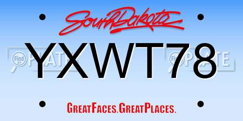 YXWT78 South Dakota License Plate
